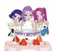 1 pièce Décoration de gâteau d'anniversaire K-Pop D-Emon H-Unters Trio Idol, décoration de gâteau avec personnages de groupe de filles de dessin animé & animal de compagnie, centre de table de dessert