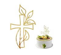 1 pièce Décoration de gâteau pour baptême, insert pour gâteau, décoration de dessert personnalisée, fournitures de décoration de fête, convient pour communion, baptême, fête d'anniversaire (or)