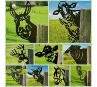 1 pièce Décoration de jardin, Vache/Cheval/Mouton/Poulet/Âne/Élan qui regarde/Sculpture en métal, Style rustique Décorations de jardin extérieur, Convient pour clôture de ferme, cour ou maison, Décora