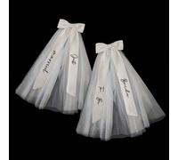 1 pièce Décoration de mariage Juste marié Lettre blanche imprimée Nœud Ruban Voile Mariée à être Cadeau pour demoiselle d'honneur Enterrement de vie de jeune fille Douche nuptiale Polyester