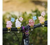 1 pièce Décoration de vélo mignon en forme d'éolienne - Adorable petit cochon avec un nœud bleu, en matériau PVC blanc durable, alimenté par le vent, convient pour les vélos de montagne, accessoire de