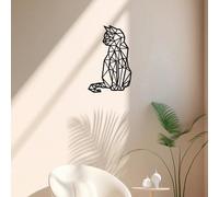 1 pièce Décoration murale en fer forgé en forme de chat, décoration murale en art décoratif, décoration géométrique ajourée, art mural polygonal découpé au laser, décoration murale en forme de chat gé