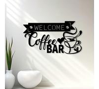 1 pièce Décoration murale vintage en métal pour bar à café - Design de grains de café et tasse à vapeur en fer, décoration pour patio extérieur et café, cadeau de Noël, art thématique café, décoration