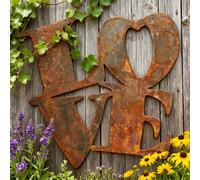 1 pièce Décoration vintage de lettre d'amour en métal de style campagnard, design en forme de cœur "Amour", sculpture en fer durable, convient pour la clôture, le jardin, la décoration murale, parfait