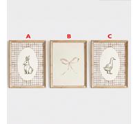 1 pièce d'image suspendue en canevas, facile à accrocher, décoration de chambre de bébé fille, image suspendue avec décoration de nœud rose - thème "oie bête" - décoration de chambre d'enfant à fleurs