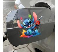 1 pièce Disney, Autocollants de voiture Stitch, Autocollants Disney, avec impression cousue - Autocollants de réservoir d'essence et de pare-chocs durables, Designs amusants, Convient pour les voiture