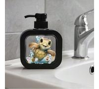1 pièce Distributeur de savon en forme de tortue mignon, décoré avec une tortue souriante et des motifs de bulles, avec fonction hydratante, en matériau plastique durable, peut être placé de manière i
