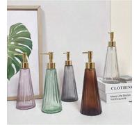 1 pièce Distributeur de savon en verre de 300 ml rechargeables avec pompe pour savon liquide, shampooing, gel douche, savon à mains, après-shampoing, détergent de cuisine, bouteille distributrice de l