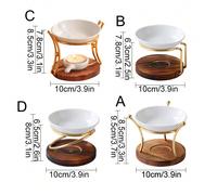 1 pièce Double brûle-parfum aromathérapie rond en céramique, accessoire essentiel de la maison, lampe à bougie diffuseur d'huiles essentielles A,B,C,Dporcelaine
