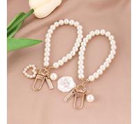 1 pièce Dragonne de téléphone simple et élégante avec perle fausse, bracelet en forme de coquille et de cœur mignon, convient comme porte-clés, pendentif de portefeuille, housse d'écouteurs. Idéal com
