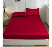 1 pièce Drap-housse en satin, Literie rouge, Drap-housse, Couvre-lit, Surmatelas de luxe en soie, Régulateur de température, Doux et confortable, Protège-matelas hypoallergénique, Drap-housse à poche 