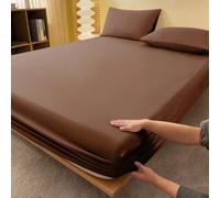 1 pièce Drap-housse marron café, protège-matelas, doux et respirant, convient aux lits simples, doubles, queen et king. Conception à poche profonde jusqu'à 11.8", résistant aux plis, lavable en machin