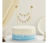 1 pièce Drapeau décoratif de gâteau non comestible, Bannière de décoration de gâteau d'anniversaire joyeux à double face colorée, Dessus de gâteau en toile de jute blanche B(1 pièce),UN(1PC),UN(4 PIÈC