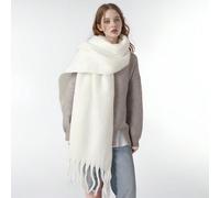 1 pièce Écharpe à franges blanche d'hiver pour femmes, une variété de façons de la porter, turban, châle, écharpes cadeaux pour dames, écharpe chaude multifonctionnelle contre le vent et le froid, pou