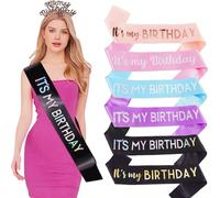 1 pièce Écharpe "C'est mon anniversaire" pour femmes et hommes, écharpe rose chaud, blanc, or rose avec feuille irisée pour 16e, 18e, 21e, 30e, 40e, 50e, 60e, 70e, 80e, 90e anniversaire, cadeau d'écha