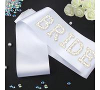 1 pièce Écharpe de mariée blanche avec perles, convient pour la décoration de la enterrement de vie de jeune fille, cadeau pour la douche de mariage, décoration pour la future mariée Taille UniqueGéom