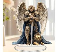 1 pièce Élégante statue acrylique de l'archange Saint-Michel (16cm x 18cm) - Figurine religieuse d'ange parfaite pour la maison, le bureau et les espaces extérieurs - Un cadeau idéal pour les amis Tai
