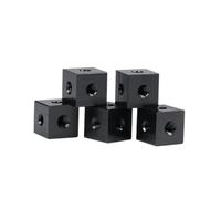 1 pièce en alliage d'aluminium M3-M10, connecteur de bloc fixe à trois côtés, trous de vis, écrou hexagonal, écrou cubique(Black - 1pc,1pcs-M5 15X15X15)