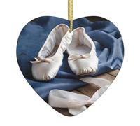 1 pièce en forme de chaussure de ballet personnalisée en forme de cœur avec pendentif en céramique à suspendre pour sapin de Noël, décoration de fête, mariage, fournitures de fête, cadeaux souvenirs
