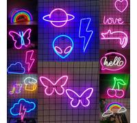 1 pièce Enseigne au néon Veilleuse LED, alimentée par USB ou 3*piles AA, décoration murale/de bureau pour fêtes, Noël, anniversaire, Saint-Valentin, chambre de fille, dortoir, célébrations, mariages (