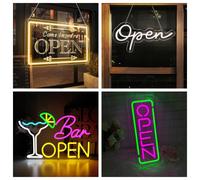 1 pièce Enseigne Néon Ouverte pour vitrine de , Blanc chaud "Entrez, nous sommes ouverts" Enseignes LED alimentées par USB, Enseigne Lumineuse Ouverte Brillante pour Bar Salon Café Club Restaurant Déc