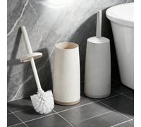 1 pièce Ensemble de brosse de nettoyage de toilette sur pied anti-éclaboussures, brosse de toilette réutilisable résistante aux odeurs avec support, gain de place, poils flexibles, outils de nettoyage