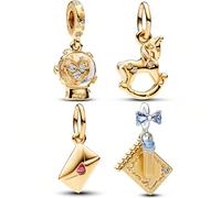 1 pièce Ensemble de charmes de la série romantique de la Saint-Valentin, à la mode et raffinée. Comprend une boule en forme de cœur, un carrousel, une enveloppe, un pendentif de stylo de livre magique