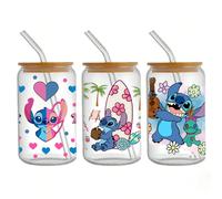 1 pièce Ensemble de décalcomanies de tasse Disney Stitch, convient pour les verres de 40 oz, les tasses, les bouteilles, les fournitures scolaires, les arts et l'artisanat, autocollant de bouteille d'