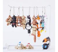 1 pièce Ensemble de jouets en peluche articulés imprimés en 3D, comprenant un ours en peluche, un carlin, une chauve-souris noire, un ara orange, un chat noir, un renard, une belette à tête rotative,
