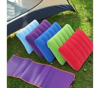 1 pièce Ensemble très confortable d'oreiller de sieste en PVC floqué à motif de lettre gonflable et de tapis pliant portable en peluche PVC - Matelas de couchage autogonflant rectangulaire pour les vo