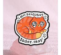 1 pièce Épinglette chat émotionnel "Je suis sensible aujourd'hui" Design mignon de chaton orange pour l'acceptation de soi Broche pour les âmes sensibles Accessoire Taille UniqueAlliage de zinc
