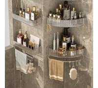 1 pièce Étagère de douche transparente de salle de bain, support mural triangulaire/rectangulaire, crochet de drainage pour shampoing, après-shampoing, savon L,M,L[Lot de 2],M[Paquet de 2]PET