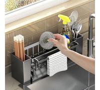 1 pièce Étagère de rangement de éponge de cuisine efficace pour le drainage, Étagère de rangement multifonctionnelle de cuisine, Matériau en ABS plus robuste, Pas besoin de percer des trous ni d'insta