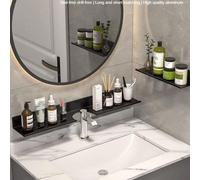 1 pièce Étagère de rangement de salle de bain en aluminium, unité d'étagères noire moderne, convient pour la décoration de salle de bain, l'organisation de la salle de bain, la décoration d'automne, l