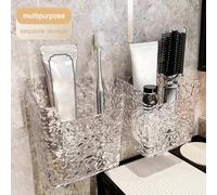 1 pièce Étagère de rangement murale, sans perçage requis, convient pour le rangement de la salle de bain, peut contenir des peignes, brosses à dents, dentifrice et organisateurs de salle de bain, acce