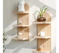 1 pièce Étagère murale en bois de style bohème avec motif vague, peut être utilisée pour accrocher et exposer des bougies, des décorations, de la décoration d'intérieur - cadeau parfait pour Halloween