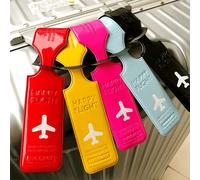 1 pièce Étiquette de bagage avec motif avion créatif, accessoires de voyage, étiquette de bagage en PU, étiquette d'adresse, étiquette d'embarquement d'avion, étiquette d'identification de transport, 