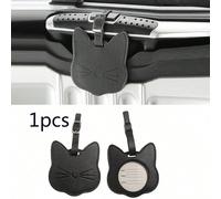 1 pièce Étiquette de bagage de type tête de chat noire, porte-carte, étiquette de valise, porte-nom, manchon d'étiquette, étiquette de bagage de croisière, pendentif, lettres personnalisées pour homme