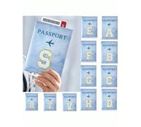 1 pièce Étui à passeport avec broderie de serviette rouge rose et impression de lettres A-Z, porte-passeport vintage multifonction RFID unisexe, organisateur de voyage, accessoires de voyage, portefeu