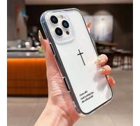1 pièce Étui de protection de téléphone transparent à couverture intégrale avec graphique minimaliste de croix et de bible, cadre noir, à la mode. Compatible avec iPhone 11 12 13 14 15 16 17 Pro Max, 