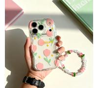 1 pièce Étui de protection de téléphone transparent à motif de tulipe minimaliste à la mode + bracelet de tulipe, compatible avec les modèles de téléphone 17 17 Pro 17 Pro Max 17 Air 16 15 14 13 12 11