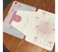 1 pièce Étui de protection en acrylique imprimé recto-verso avec motif nœud papillon rose, rotatif. Convient pour les tablettes iPad 10/Air 8 2026/11th-A16 2025. Prise en charge du réveil/veille autom