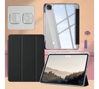 1 pièce Étui de protection en acrylique transparent noir avec étui à rabat triptyque et protecteur d'objectif compatible avec iPad A16 11e/10e génération, Air 11/13, M3 2025, Mini 7 A17, Pro 2024, Air