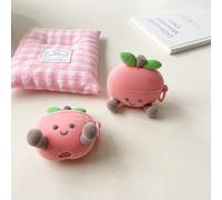 1 pièce Étui de protection en silicone avec texture floquée 3D et motif de pêche mignon, compatible avec 1/2/3/Pro/Pro2, FreeBuds 4/4E/5i/6i/Se2/Se3/Pro3/Pro4, avec clip AirPods Pro,HUAWEI FreeBuds 4,