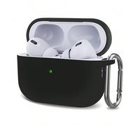 1 pièce Étui de protection en silicone noir unicolore compatible avec les , avec un mousqueton. Nouveau cadeau idéal pour maman Apple AirPods 1/2,Apple AirPods Pro,Apple AirPods 3,Apple AirPods Pro 2,