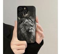 1 pièce Étui de protection épais antichoc avec bord perforé de précision et design d'animal lion peint, compatible avec iPhone 16/16 Pro/16 Plus/16 Pro Max, 15 Pro Max, 13, P14, P11, XS, XR, 7/8, P7/8