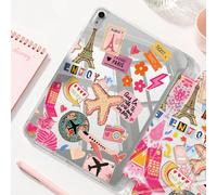 1 pièce Étui de protection plat en acrylique avec motif collage d'avion rose pour voyage, compatible avec iPad 10.2/10.5 pouces, IP10/11e génération (A16)/ Air 8 2026 (11 pouces), Kindle 2024, Ko-Bo, 