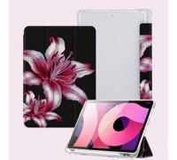 1 pièce Étui de protection pour tablette avec motif de fleur d'hibiscus rose sur fond noir, compatible avec Apple iPad 10,2" 2021/2020, iPad 9e/10e génération, iPad Pro 11" 2025, Galaxy Tab A8 10,5" 2