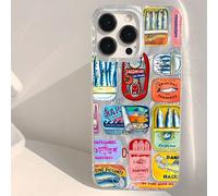 1 pièce Étui de protection pour téléphone avec motif rétro amusant de boîte de sardines colorées, couvercle transparent épais argent pour A05 A05S A13 A14 A15 A53 A54 A55 A56 S22 S23 S24 S25, Apple 11