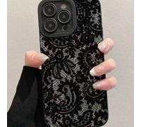 1 pièce Étui de protection pour téléphone en TPU noir avec élément de dentelle à la mode, coque souple perforée, compatible avec iPhone 7P/8Plus/16/16PLUS/16PRO/16PROMAX/XR/XSMAX/11/11Pro/11ProMax/12/